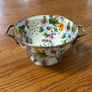 McKenzie Childs Metal Floral Colander Retired